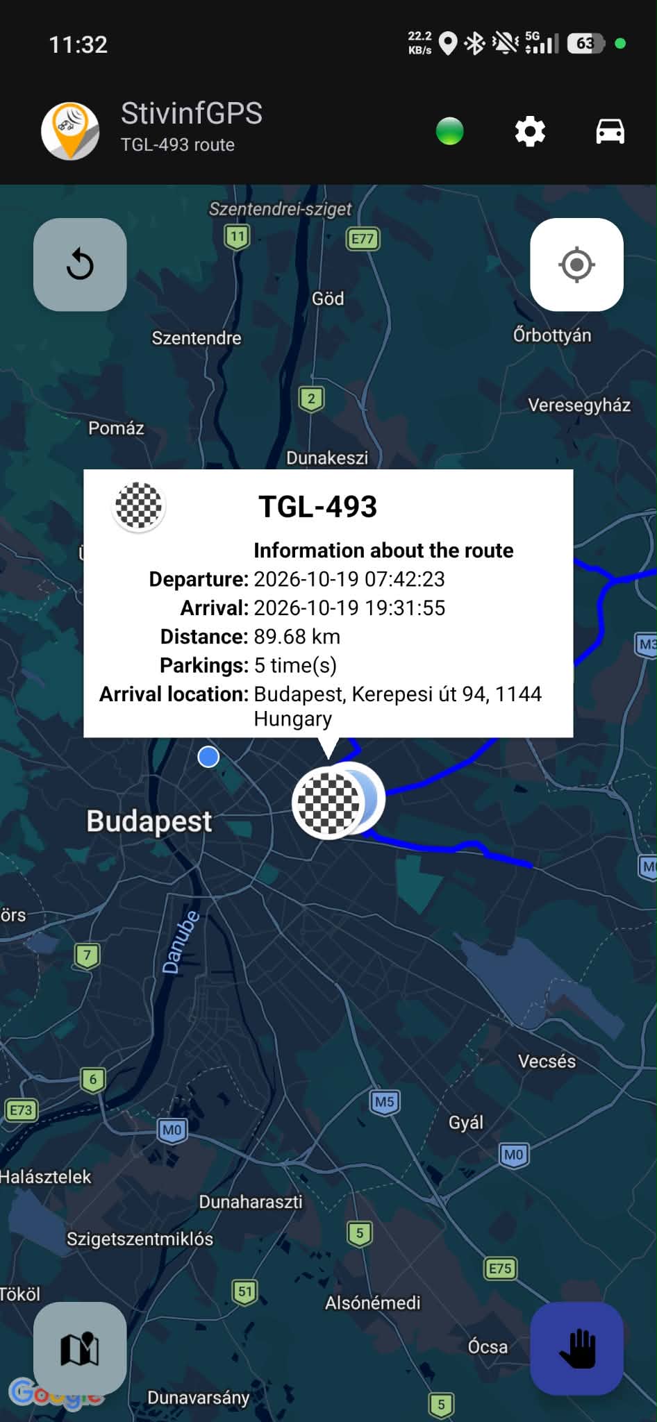 StivinfGPS Android alkalmazás: térképes járműkövetés